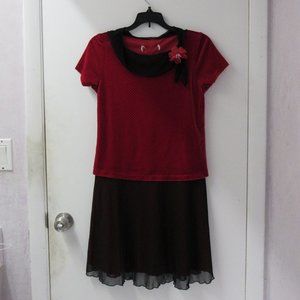 Tween Black & Red Polka Dot Dress